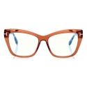 Tom Ford - Blue Block Square Cat Eye Opticals - Square Cat Eye Optical Glasses - Brown - FT5826-B