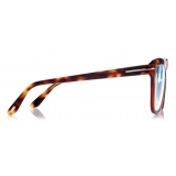 Tom Ford - Blue Block Square Cat Eye Opticals - Occhiali da Vista Quadrati Cat Eye - Marrone - FT5826-B