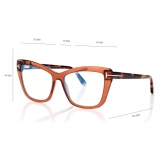 Tom Ford - Blue Block Square Cat Eye Opticals - Square Cat Eye Optical Glasses - Brown - FT5826-B