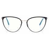 Tom Ford - Blue Block Cat Eye Opticals - Occhiali da Vista Cat Eye - Nero - FT5840-B