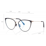 Tom Ford - Blue Block Cat Eye Opticals - Occhiali da Vista Cat Eye - Nero - FT5840-B