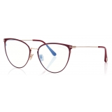 Tom Ford - Blue Block Cat Eye Opticals - Cat Eye Optical Glasses - Shiny Red - FT5840-B