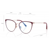 Tom Ford - Blue Block Cat Eye Opticals - Cat Eye Optical Glasses - Shiny Red - FT5840-B