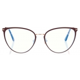 Tom Ford - Blue Block Cat Eye Opticals - Occhiali da Vista Cat Eye - Marrone Chiaro Opaco - FT5840-B