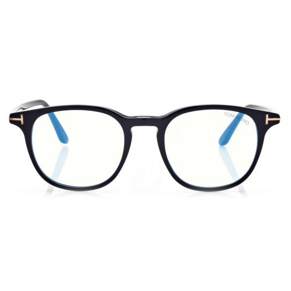 Tom Ford - Blue Block Round Opticals - Round Optical Glasses - Black ...