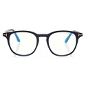 Tom Ford - Blue Block Round Opticals - Round Optical Glasses - Black - FT5832-B