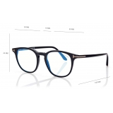 Tom Ford - Blue Block Round Opticals - Occhiali da Vista Rotondi - Nero - FT5832-B
