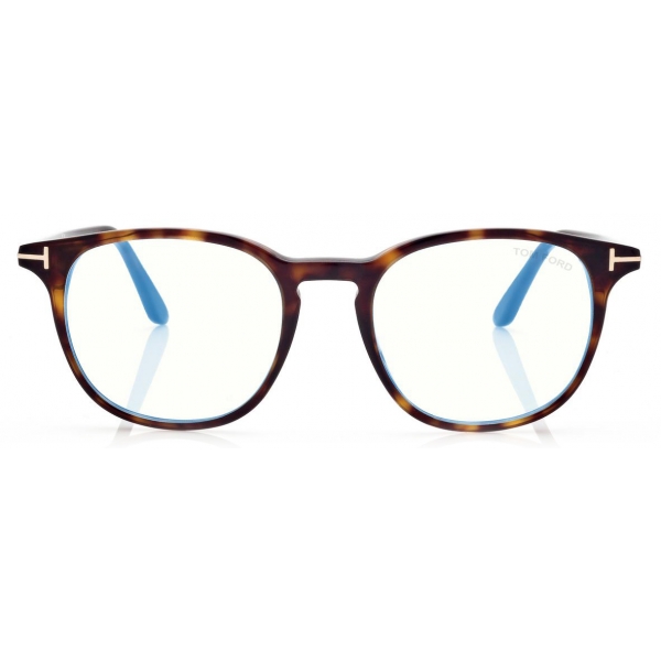 Tom Ford - Blue Block Round Opticals - Round Optical Glasses - Dark Havana - FT5832-B