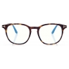 Tom Ford - Blue Block Round Opticals - Round Optical Glasses - Dark Havana - FT5832-B