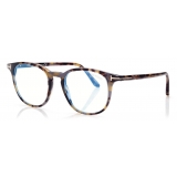 Tom Ford - Blue Block Round Opticals - Round Optical Glasses - Light Havana - FT5832-B