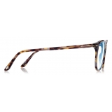 Tom Ford - Blue Block Round Opticals - Round Optical Glasses - Light Havana - FT5832-B