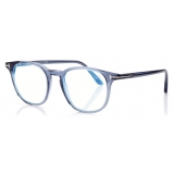 Tom Ford - Blue Block Round Opticals - Round Optical Glasses - Blue - FT5832-B