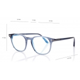 Tom Ford - Blue Block Round Opticals - Occhiali da Vista Rotondi - Blu - FT5832-B