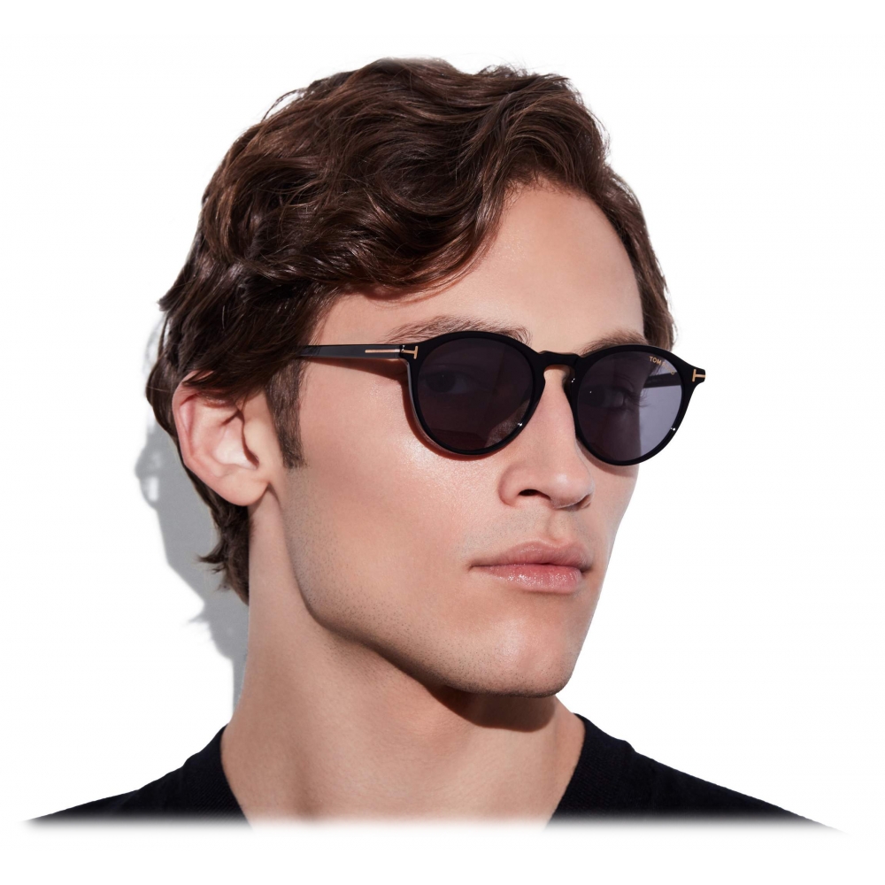 Tom Ford - Aurele Sunglasses - Round Sunglasses - Black - FT0904 - Avvenice