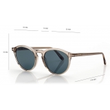 Tom Ford - Aurele Sunglasses - Occhiali da Sole Rotondi - Beige Blu - FT0904