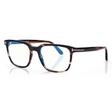 Tom Ford - Blue Block Square Opticals - Square Optical Glasses - Red Havana - FT5818-B