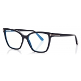 Tom Ford - Blue Block Cat Eye Opticals - Occhiali da Vista Cat Eye - Nero - FT5812-B