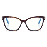 Tom Ford - Blue Block Cat Eye Opticals - Occhiali da Vista Cat Eye - Havana Scuro - FT5812-B