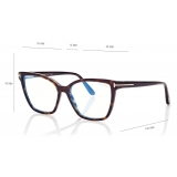 Tom Ford - Blue Block Cat Eye Opticals - Cat Eye Optical Glasses - Dark Havana - FT5812-B