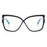 Tom Ford - Blue Block Rounded Opticals - Occhiali da Vista Rotondi - Havana Chiaro - FT5703-B