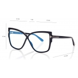 Tom Ford - Blue Block Rounded Opticals - Occhiali da Vista Rotondi - Havana Chiaro - FT5703-B