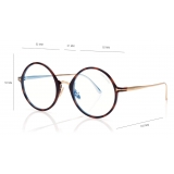 Tom Ford - Blue Block Rounded Opticals - Round Optical Glasses - Light Havana - FT5703-B