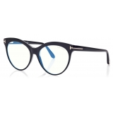 Tom Ford - Blue Block Cat Eye Opticals - Occhiali da Vista Cat Eye - Nero - FT5827-B