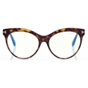 Tom Ford - Blue Block Cat Eye Opticals - Occhiali da Vista Cat Eye - Havana Scuro - FT5827-B
