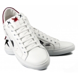 Snob Sneakers - Black Rose By Samantha - Sneakers - White Leather - Handmade in Italy - Luxury Exclusive Collection