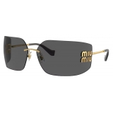 Miu Miu - Miu Miu Runway Collection Sunglasses - Rectangular - Gold Slate Grey - Sunglasses - Miu Miu Eyewear