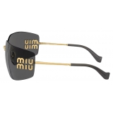 Miu Miu - Miu Miu Runway Collection Sunglasses - Rectangular - Gold Slate Grey - Sunglasses - Miu Miu Eyewear