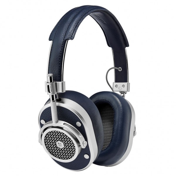 Master & Dynamic - MH40 - Metallo Argento / Pelle Navy - Cuffie Auricolari Premium di Alta Qualità ad Alte Prestazioni