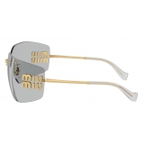 Miu Miu - Occhiali Miu Miu Runway Collection - Rettangolare - Oro Grigio - Occhiali da Sole - Miu Miu Eyewear