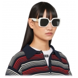 Miu Miu - Miu Miu Glimpse Collection Sunglasses - Oversized - White Chalk Slate Grey - Sunglasses - Miu Miu Eyewear