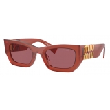 Miu Miu - Miu Miu Glimpse Collection Sunglasses - Rectangular - Opal Cognac Etruscan - Sunglasses - Miu Miu Eyewear