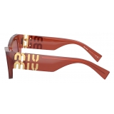 Miu Miu - Occhiali Miu Miu Glimpse Collection - Rettangolare - Cognac Opalino Entrusco - Occhiali da Sole - Miu Miu Eyewear