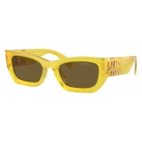 Miu Miu - Occhiali Miu Miu Glimpse Collection - Rettangolare - Ananas Opalino Loden - Occhiali da Sole - Miu Miu Eyewear