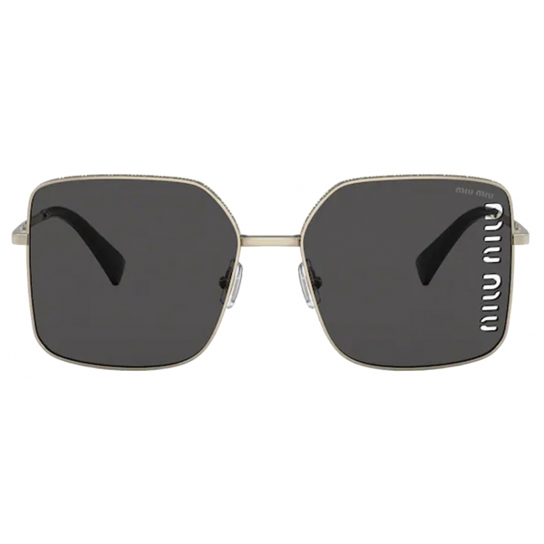Miu Miu - Miu Miu Eyewear Collection Sunglasses - Oversized Square - Pale Gold Slate Gray - Sunglasses - Miu Miu Eyewear