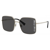 Miu Miu - Occhiali Miu Miu Eyewear Collection - Squadarti Oversize - Oro Pallido Ardesia - Occhiali da Sole - Miu Miu Eyewear