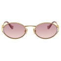 Miu Miu - Miu Miu Logo Collection Sunglasses - Oval - Gold Gradient Pink - Sunglasses - Miu Miu Eyewear