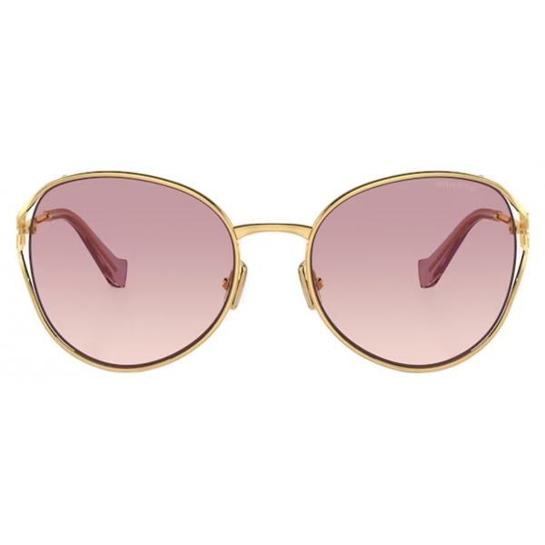 Miu Miu Miu Miu Logo Collection Sunglasses Oversize Cat Eye Gold Gradient Pink 1495