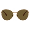 Miu Miu - Miu Miu Logo Collection Sunglasses - Oversize Cat Eye - Brass Loden - Sunglasses - Miu Miu Eyewear