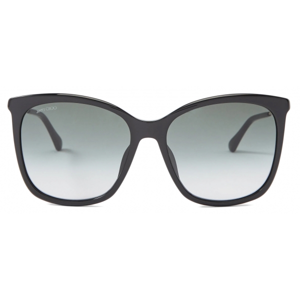 Jimmy Choo - Nerea/G - Black Square Frame Sunglasses with Swarovski Crystals - Jimmy Choo Eyewear