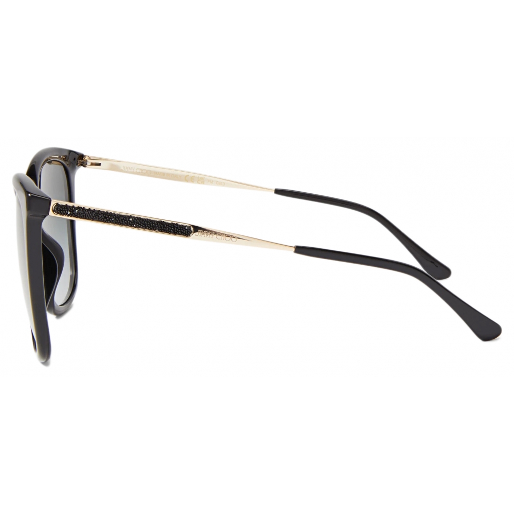 Jimmy Choo - Nerea/G - Black Square Frame Sunglasses with Swarovski ...