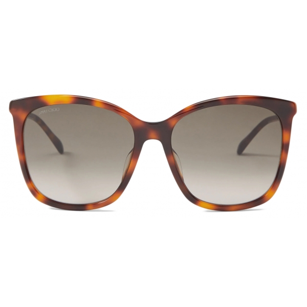 Jimmy Choo - Nerea/G - Havana Square Frame Sunglasses with Swarovski Crystals - Jimmy Choo Eyewear