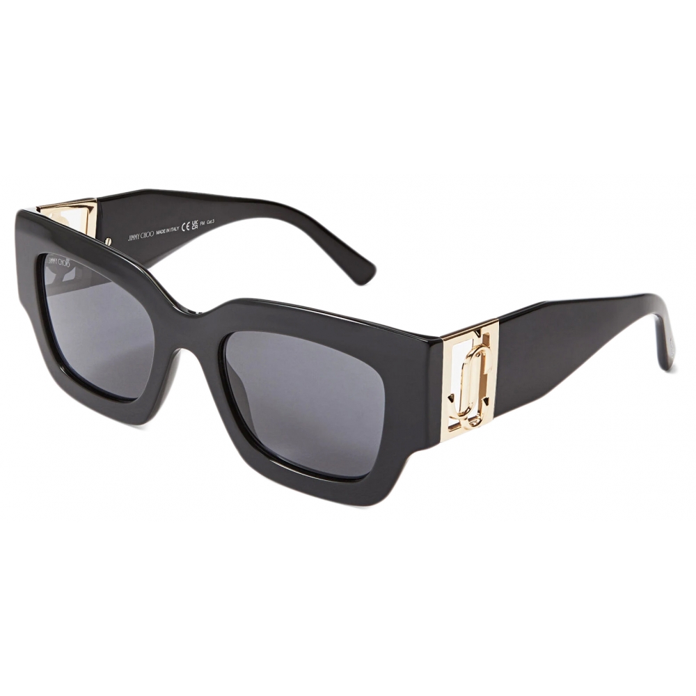 Jimmy Choo - Nena - Black Square Frame Sunglasses with JC Emblem ...