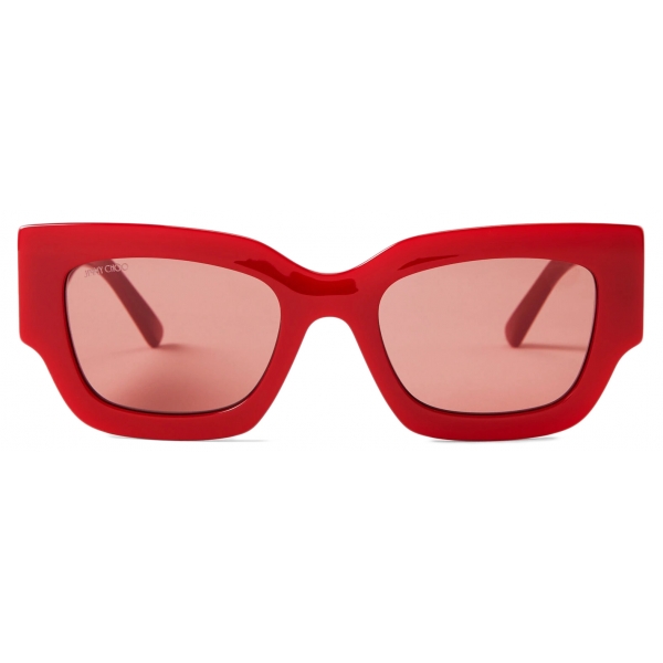 Jimmy Choo - Nena - Burgundy Square Frame Sunglasses with JC Emblem - Jimmy Choo Eyewear