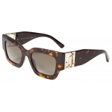 Jimmy Choo - Nena - Brown Havana Square Frame Sunglasses with JC Emblem - Jimmy Choo Eyewear