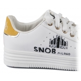 Snob Sneakers - Let's Get Pop By Samantha - Sneakers - Pelle Bianca - Handmade in Italy - Luxury Exclusive Collection
