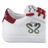 Snob Sneakers - Royal Pop By Veronica Moon - Sneakers - Pelle Bianca - Handmade in Italy - Luxury Exclusive Collection